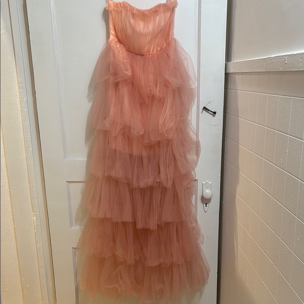 Elegant Blush/Peach Tulle Gown